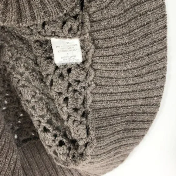 Vince Brown Knit Crochet Wool Blend Long Sleeve Cardigan Sweater - Picture 4 of 6